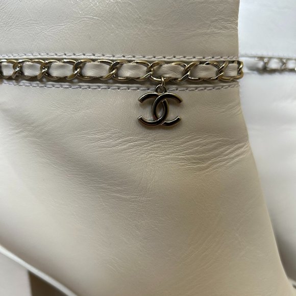 Chanel Ankle Boots with Logo Chain - Picture 3 of 8